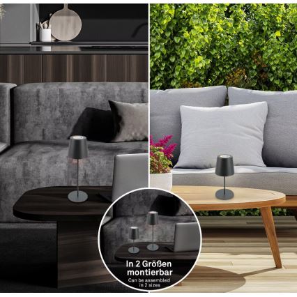 Briloner 7507015 - LED RGB stlmiteľná nabíjateľná vonkajšia stolová lampa 2 v 1 LED/2,5W/5V IP44 1200 mAh antracit