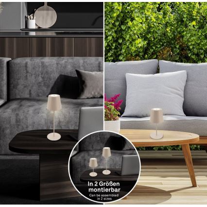 Briloner 7508011 - LED stlmiteľná nabíjacia vonkajšia stolová lampa 2v1 LED/2,5W/5V IP44 1200 mAh béžová