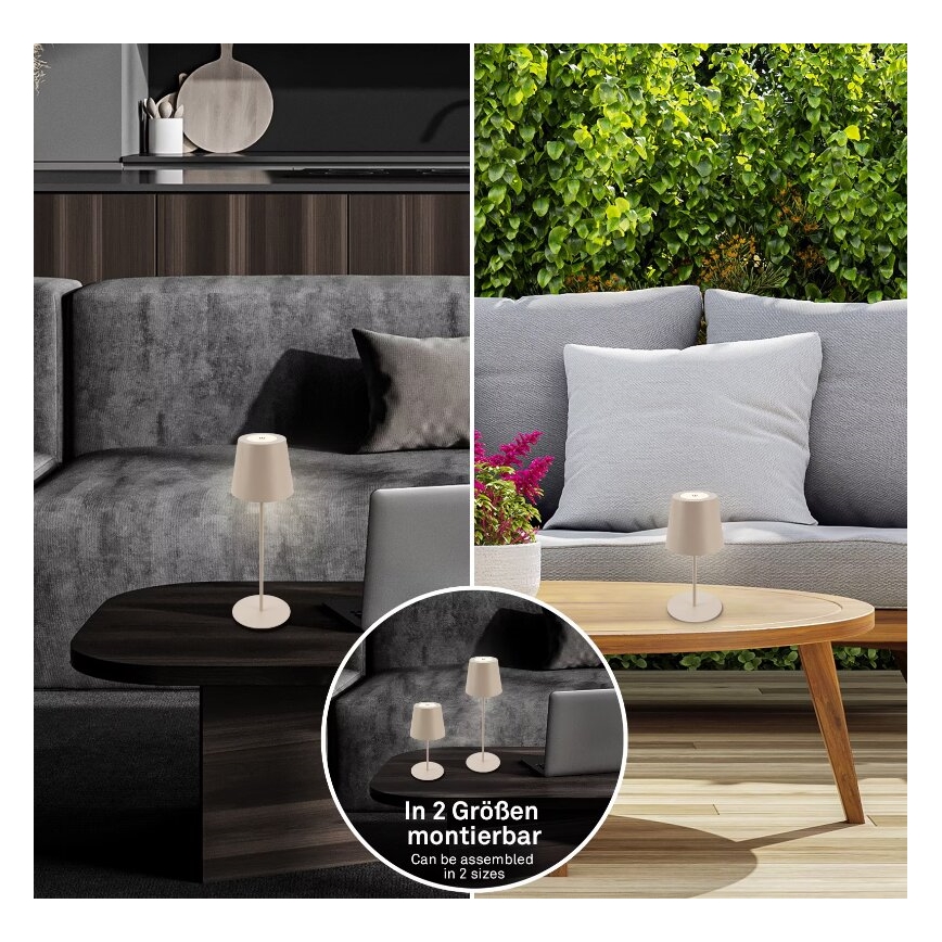 Briloner 7508011 - LED stlmiteľná nabíjacia vonkajšia stolová lampa 2v1 LED/2,5W/5V IP44 1200 mAh béžová