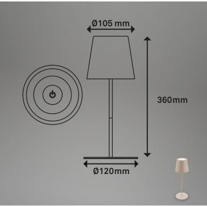Briloner 7508011 - LED stlmiteľná nabíjacia vonkajšia stolová lampa 2v1 LED/2,5W/5V IP44 1200 mAh béžová