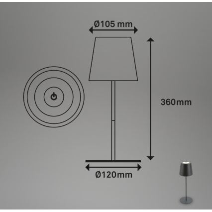 Briloner 7508015 - LED Stmievateľná nabíjacia vonkajší stolná lampa 2v1 LED/2,5W/5V IP44 čierna