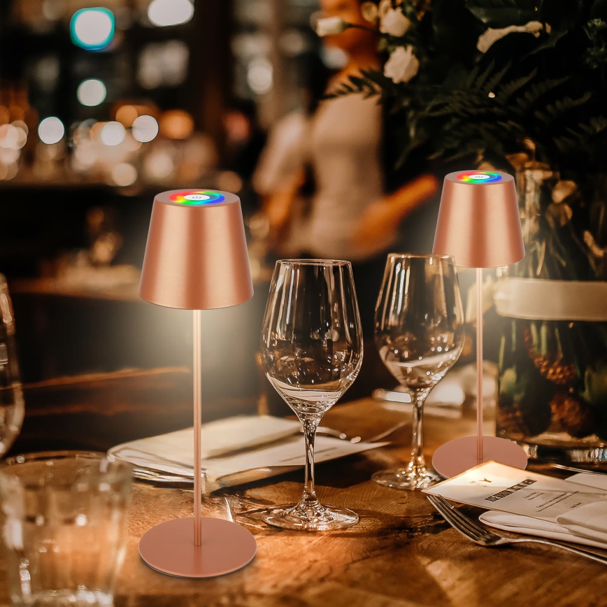 Briloner 7510013 - LED RGBW stmievateľná vonkajšia dobíjateľná stolová lampa CALIDA LED/2,5W/5V IP44 1200 mAh bronzová