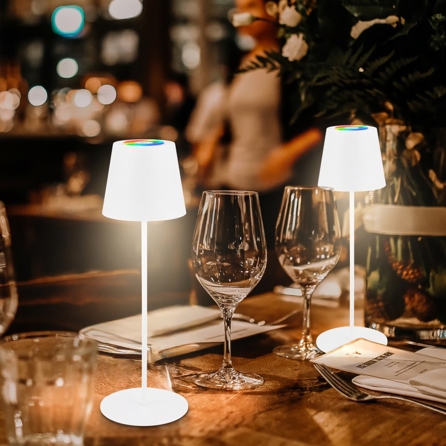 Briloner 7510016 - LED RGBW Stmievateľná vonkajšia nabíjacia stolová lampa CALIDA LED/2,5W/5V IP44 1200 mAh biela