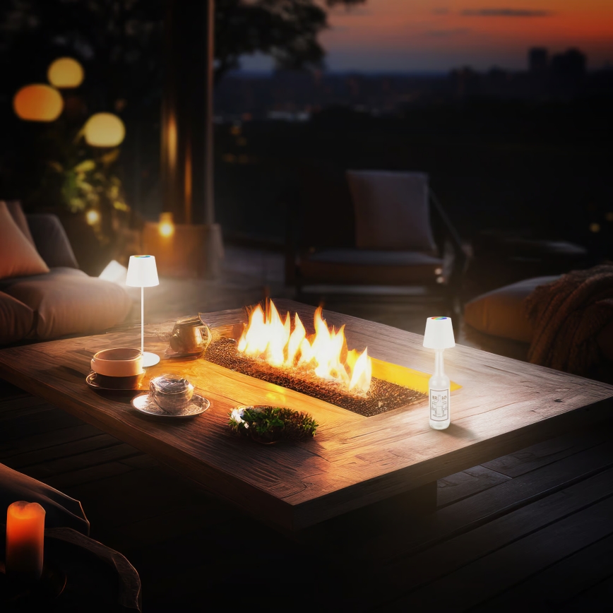 Briloner 7510016 - LED RGBW Stmievateľná vonkajšia nabíjacia stolová lampa CALIDA LED/2,5W/5V IP44 1200 mAh biela