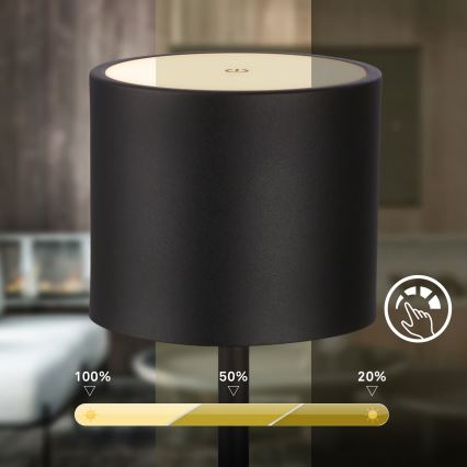 Briloner 7521015 - LED stmievateľná vonkajšia nabíjacia stolná lampa SIGO LED/2,5W/5V IP44 2600 mAh čierna