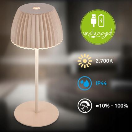Briloner 7552-011 - LED stmievateľná nabíjateľná dotyková vonkajšia stolová lampa MINI LED/1,5W/5V IP44 1800 mAh béžová