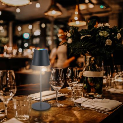 Briloner 7559015 - LED RGB stmievateľná nabíjateľná vonkajšia stolová lampa COLORIS LED/3,5W/5V IP44 2000 mAh antracit Wi-Fi Tuya