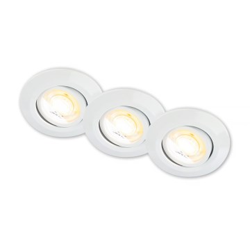 Briloner 7586036 - SADA 3 ks LED zapustené stropné svietidlo KLIRA LED/4,9W/230V 2500/3000/4000K IP23 biela