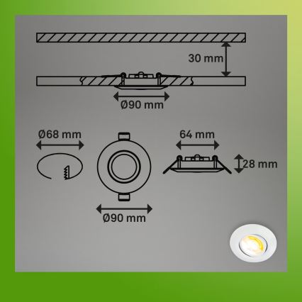 Briloner 7586036 - SADA 3 ks LED zapustené stropné svietidlo KLIRA LED/4,9W/230V 2500/3000/4000K IP23 biela