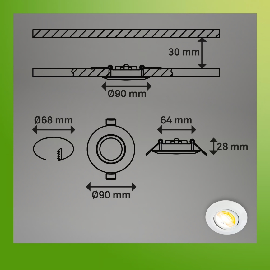 Briloner 7586036 - SADA 3 ks LED zapustené stropné svietidlo KLIRA LED/4,9W/230V 2500/3000/4000K IP23 biela