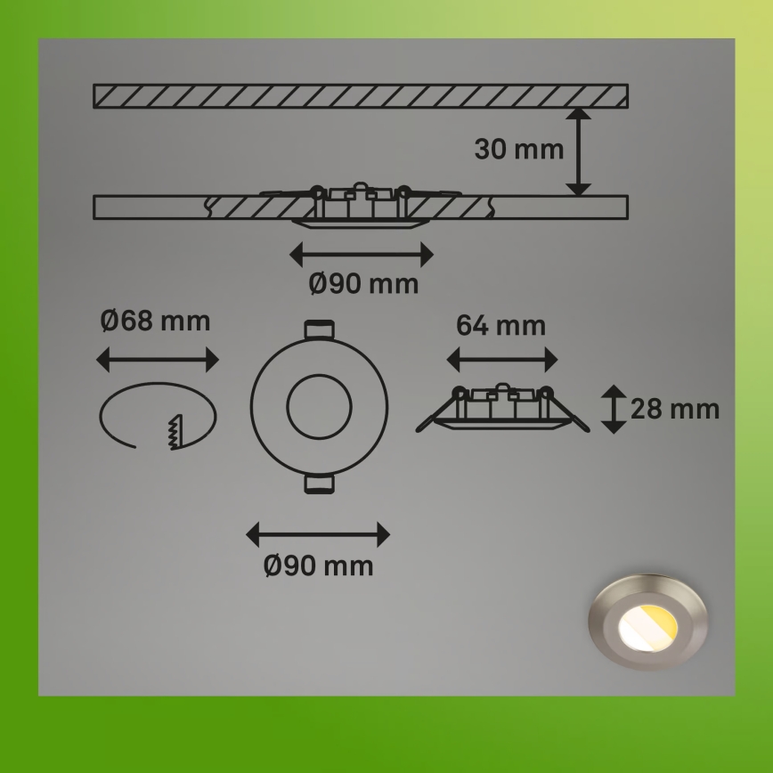 Briloner 7588032 - SADA 3x LED kúpeľňových podhľadových svietidiel KLIRA 1xLED/4,9W/230V 2500/3000/4000K IP44 matný chróm