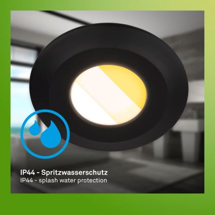 Briloner 7588035 - SADA 3x LED kúpeľňových zapustených svietidiel KLIRA LED/4,9W/230V 2500/3000/4000K IP44 čierna