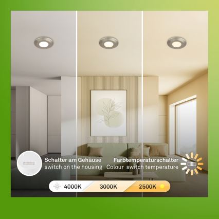 Briloner 7589032 - SADA 3x LED stmievateľných kúpeľňových podhľadových svietidiel KLIRA 1xLED/4,9W/230V IP44 matný chróm