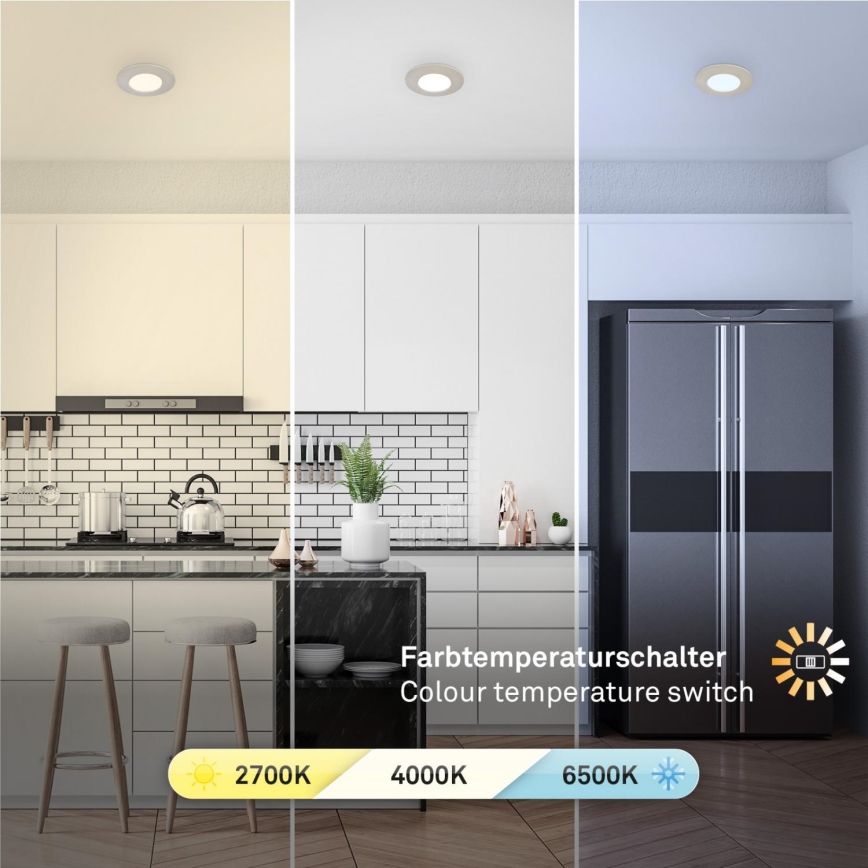 Briloner 7598032 - SADA 3x LED Kúpeľňové podhľadové svietidlo LED/4,9W/230V IP44 2700/4000/6500K matný chróm