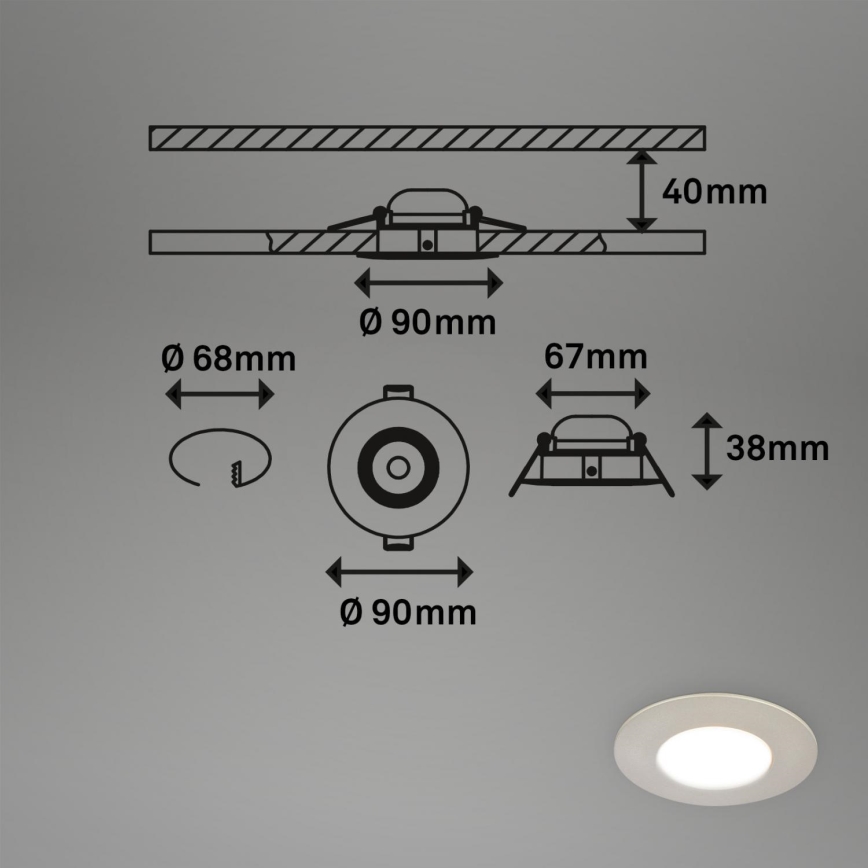 Briloner 7598032 - SADA 3x LED Kúpeľňové podhľadové svietidlo LED/4,9W/230V IP44 2700/4000/6500K matný chróm