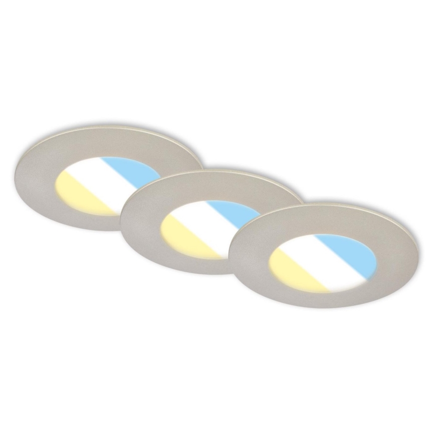 Briloner 7598032 - SADA 3x LED Kúpeľňové podhľadové svietidlo LED/4,9W/230V IP44 2700/4000/6500K matný chróm