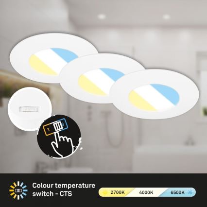 Briloner 7598036 - SADA 3x LED Kúpeľňové podhľadové svietidlo LED/4,9W/230V IP44 2700/4000/6500K biela