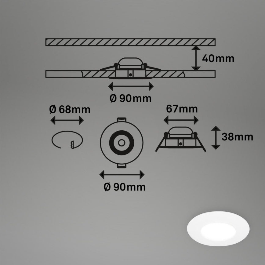 Briloner 7598036 - SADA 3x LED Kúpeľňové podhľadové svietidlo LED/4,9W/230V IP44 2700/4000/6500K biela