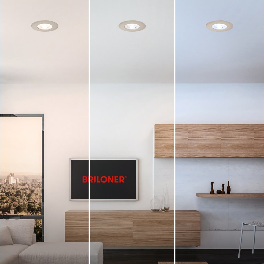 Briloner 7605032 - SADA 3x LED kúpeľňových zapustených svietidiel LED/4,9W/230V 2700/4000/6500K IP44 matný chróm