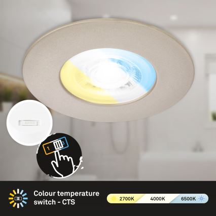 Briloner 7605032 - SADA 3x LED kúpeľňových zapustených svietidiel LED/4,9W/230V 2700/4000/6500K IP44 matný chróm