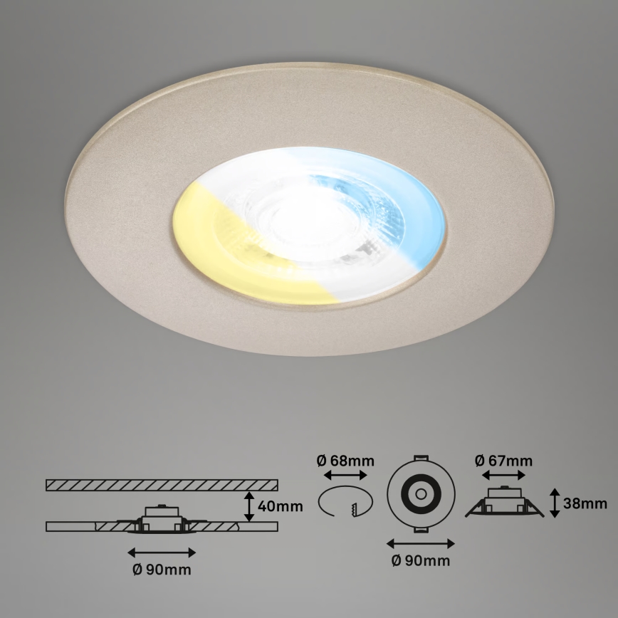 Briloner 7605032 - SADA 3x LED kúpeľňových zapustených svietidiel LED/4,9W/230V 2700/4000/6500K IP44 matný chróm