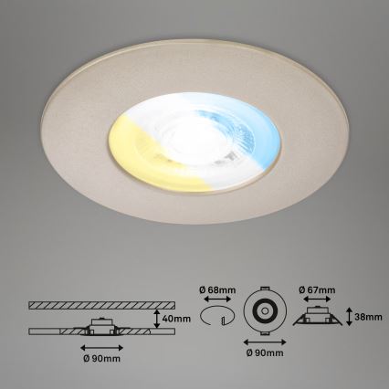 Briloner 7605032 - SADA 3xLED Kúpeľňové zapustené svietidlo 3xLED/4,9W/230V 2700/4000/6500K IP44 matný chróm