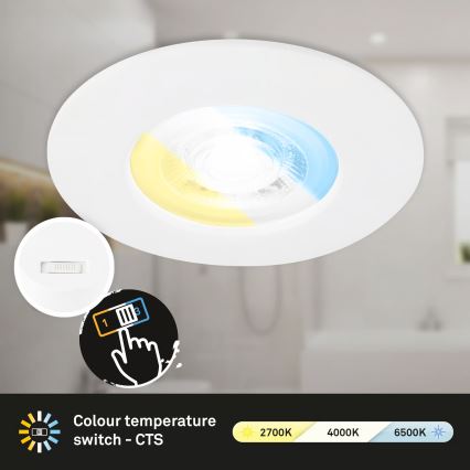 Briloner 7605036 - SADA 3xLED Kúpeľňové podhľadové svietidlo 3xLED/4,9W/230V 2700/4000/6500K IP44 biela