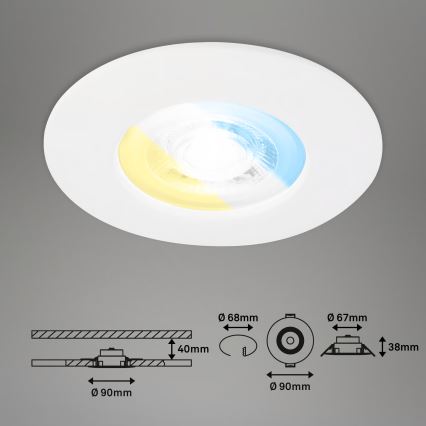 Briloner 7605036 - SADA 3xLED Kúpeľňové podhľadové svietidlo 3xLED/4,9W/230V 2700/4000/6500K IP44 biela