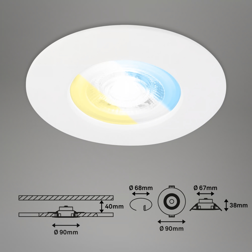 Briloner 7605036 - SADA 3xLED Kúpeľňové podhľadové svietidlo 3xLED/4,9W/230V 2700/4000/6500K IP44 biela