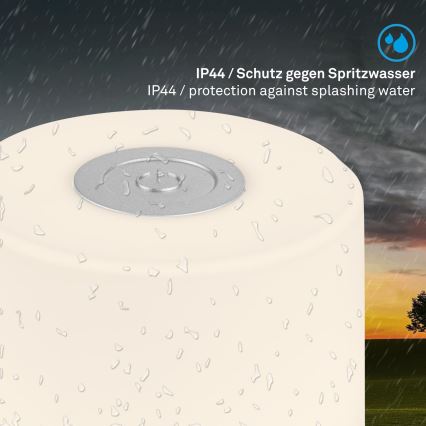 Briloner - Stmievateľná nabíjateľná dotyková vonkajšia stolová LED lampa, 2 W/5 V, 2700 K, IP44, 1200 mAh, matný chróm