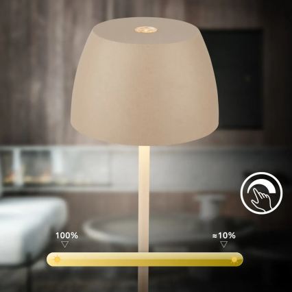 Briloner - LED stmievateľná nabíjateľná dotyková vonkajšia stolová lampa MINI LED/2,5W/5V IP44 1800 mAh béžová