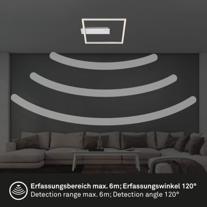 Briloner - LED stropné svietidlo s pohybovým a súmrakovým senzorom FRAME LED/14W/230V 3000K 30x32 cm matný chróm