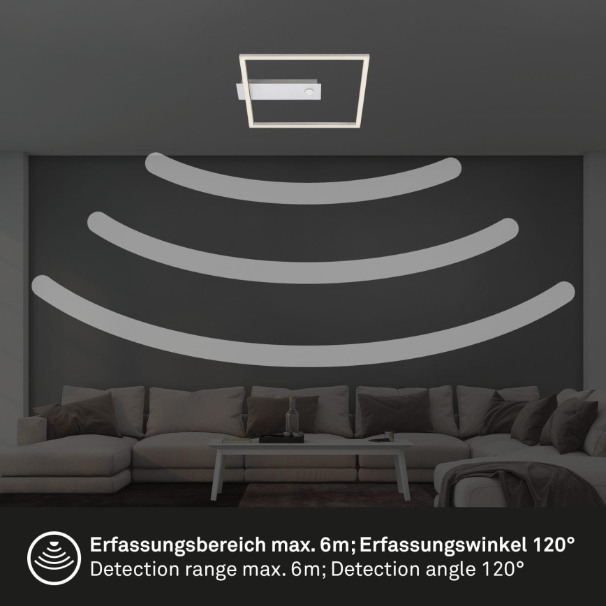 Briloner - LED stropné svietidlo s pohybovým a súmrakovým senzorom FRAME LED/14W/230V 3000K 30x32 cm matný chróm