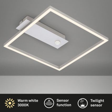 Briloner - LED stropné svietidlo s pohybovým a súmrakovým senzorom FRAME LED/14W/230V 3000K 30x32 cm matný chróm
