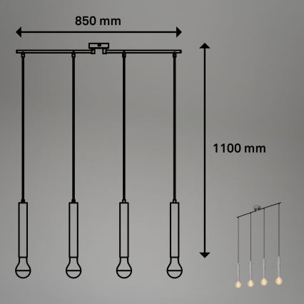 Briloner - Luster na lanku LONGA 4xE27/60W/230V strieborná