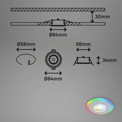 Briloner - SADA 3x LED RGBW Stmievateľné kúpeľňové podhľadové svietidlo LED/5W/230V 3000-6500K IP44 + diaľkové ovládanie