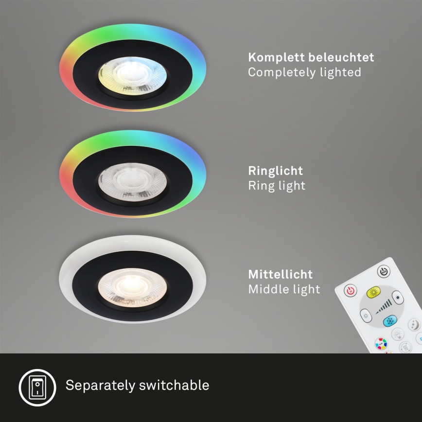 Briloner - SADA 3x LED RGBW Stmievateľné kúpeľňové podhľadové svietidlo LED/5W/230V 3000-6500K IP44 + diaľkové ovládanie