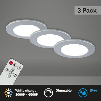 Briloner - SADA 3x LED Stmievateľné kúpeľňové podhľadové svietidlo LED/4,8W/230V 3000-6500K IP44 + diaľkové ovládanie