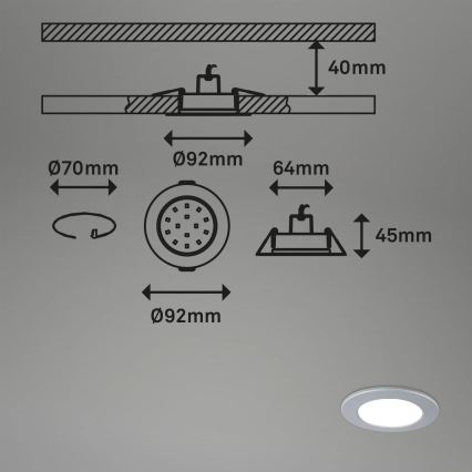 Briloner - SADA 3x LED RGBW Stmievateľné kúpeľňové podhľadové svietidlo LED/4,8W/230V 3000-6500K IP65 + diaľkové ovládanie