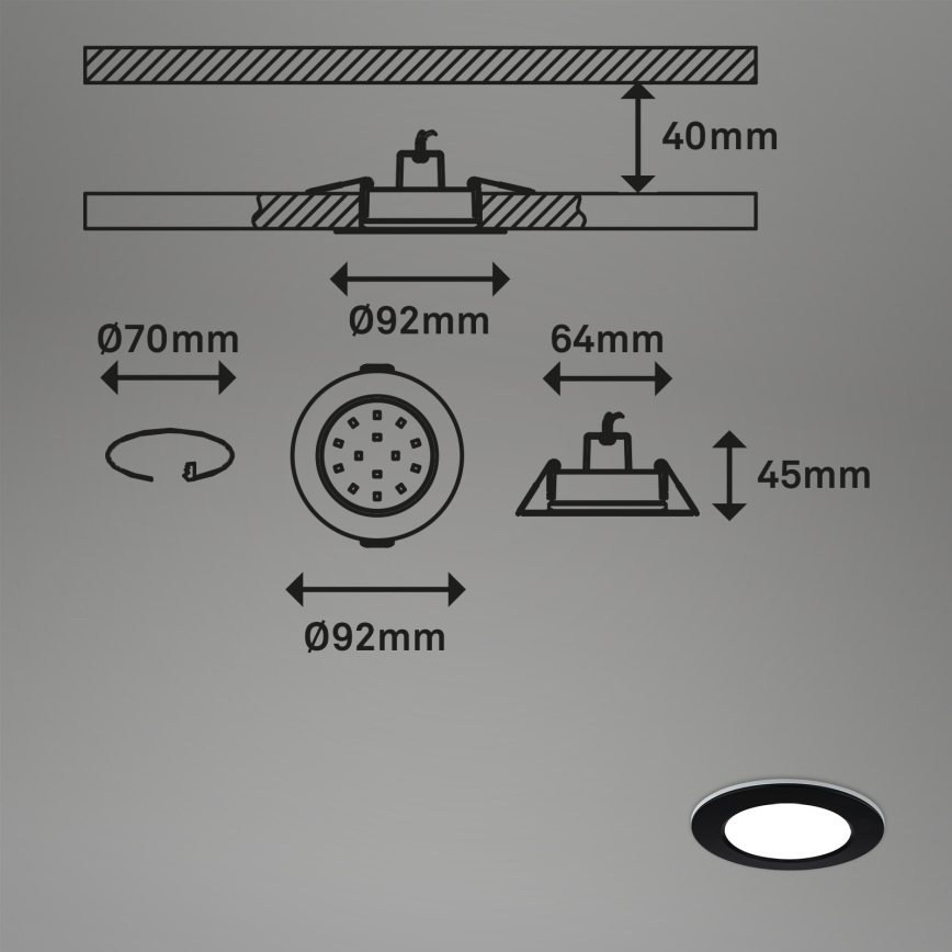 Briloner - SADA 3x LED RGBW Stmievateľné kúpeľňové podhľadové svietidlo LED/4,8W/230V 3000-6500K IP65 + diaľkové ovládanie