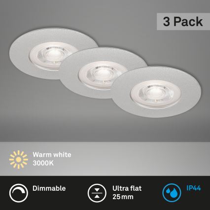 Briloner - SADA 3x LED Stmievateľné kúpeľňové svietidlo LED/4,9W/230V IP44