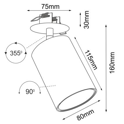 Brosline - Zapustené bodové svietidlo 1xGU10/10W/230V čierne