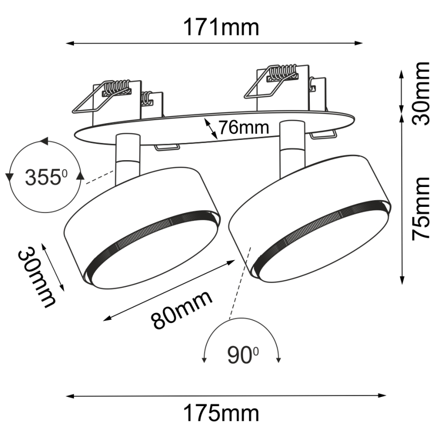 Brosline - Zapustené bodové svietidlo 2xGX53/9W/230V biele