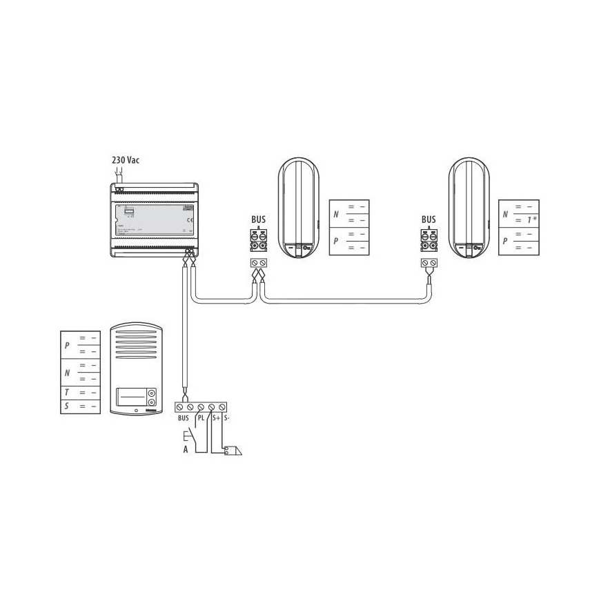 Bticino 366821 - Domový zvonček pre 2 byty + vstupný panel LINEA 2000 IP54