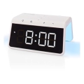 Budík s LCD displejom a bezdrôtovou nabíjačkou 15W/5V 1xCR2032 biela