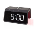 Budík s LCD displejom a bezdrôtovou nabíjačkou 15W/5V 1xCR2032 čierna