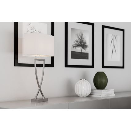 ByRydens - Stolná lampa OMEGA 1xE27/5W/230V biela/lesklý chróm