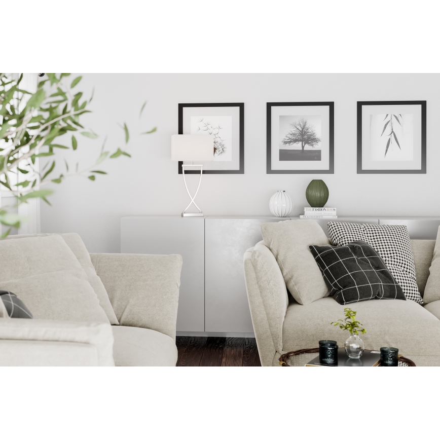 ByRydens - Stolná lampa OMEGA 1xE27/5W/230V biela/lesklý chróm