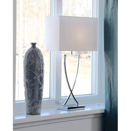 ByRydens - Stolná lampa OMEGA 1xE27/5W/230V biela/lesklý chróm