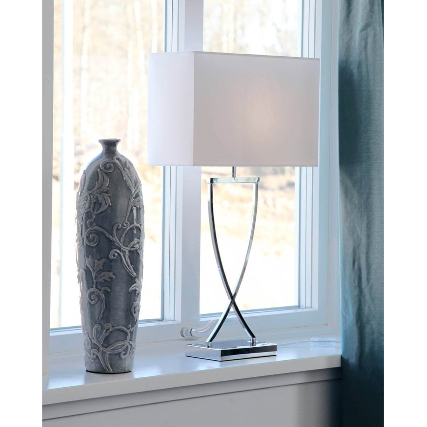 ByRydens - Stolná lampa OMEGA 1xE27/5W/230V biela/lesklý chróm